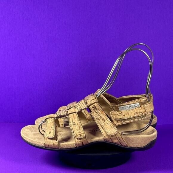 Vionic Gold Cork Amber Adjustable Strap Orthotic Arch Support Sandal Shoe Size 7 - Picture 3 of 8
